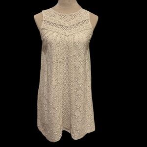 Xhilaration brand Women's Cream Sleeveless Lace
Mini mid length Dress Size M